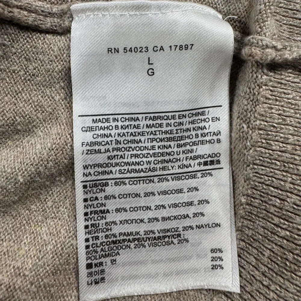 Banana Republic V-Neck Sweater Mens L Tan Excellent Cotton Blend Knit RN54023